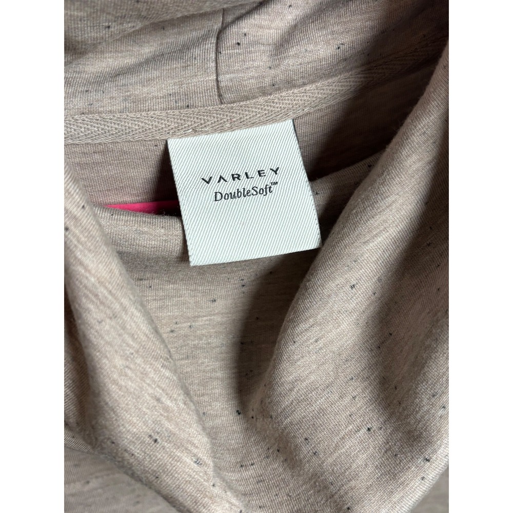 Varley Priya DoubleSoft Cowl Neck Side Zip Cozy Lounge Taupe Medium - Picture 3 of 8